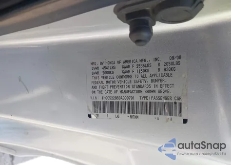 2009 Honda Accord 3.5 Ex-L z USA, uszkodzony, nr VIN 1HGCS22889A000701